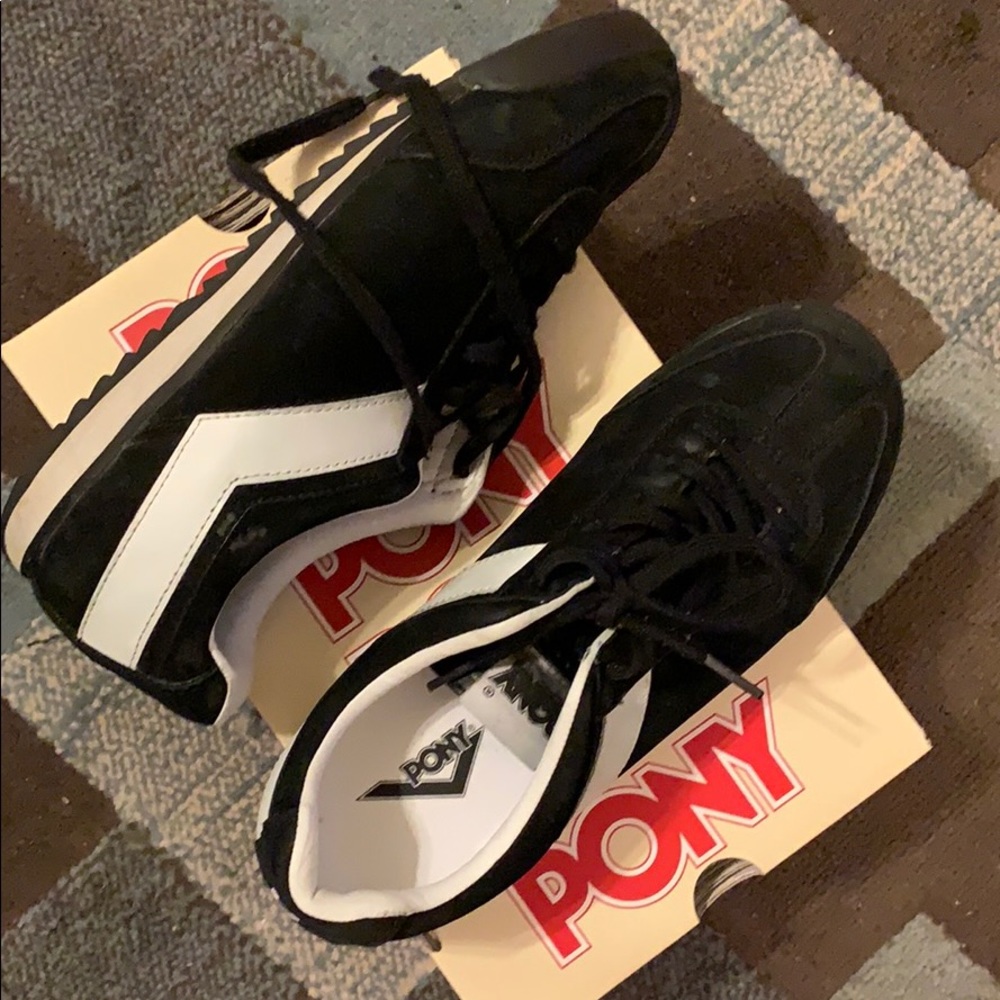 Black and White Pony Sneakers